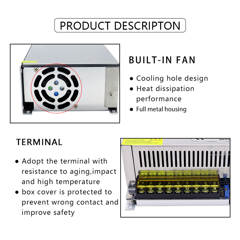 DC48V 720 واط 800 واط 1000 واط - مراجعة 3D Printer Power Supply وسعره